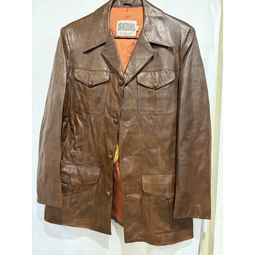 Vintage LEATHER FASHIONS BY HARRY POLLOCK  BROWN LEATHER JACKET 42